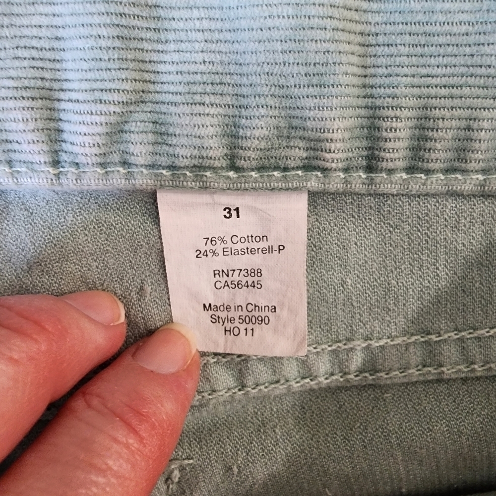 J crew size 31 toothpick pants super skinny stretch cord sage green corduory - Picture 6 of 8